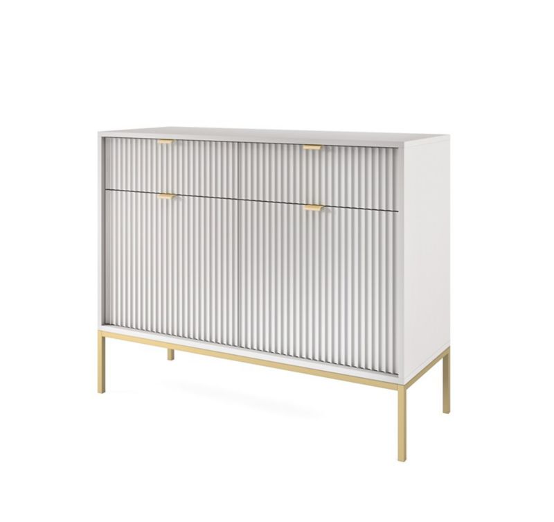 Komoda dwudrzwiowa z szufladami Bettso Nova 104 cm na złotych nogach szary 1szt.