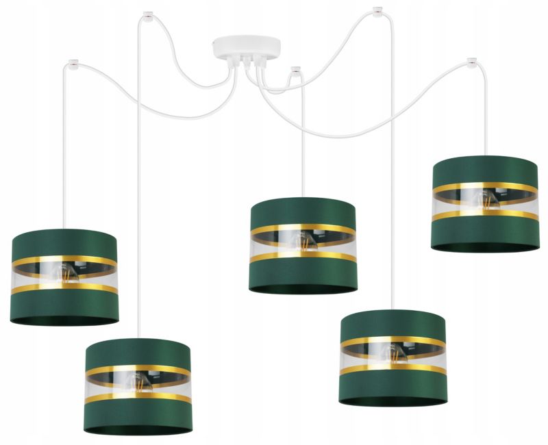 Lampa sufitowa wisząca Light Home LH Spider Elegance Gold 5x E27 60W zielony/biały 1szt.