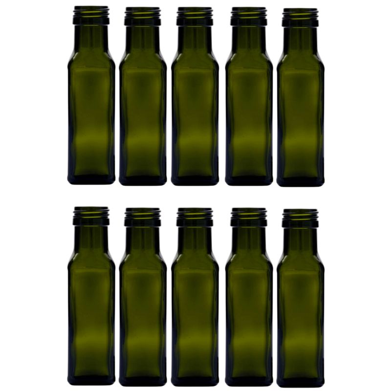 Butelki szklane MODO24 100 ml maraska kwadratowa zielona na oliwę fi 31 bez nakrętek 10 szt.