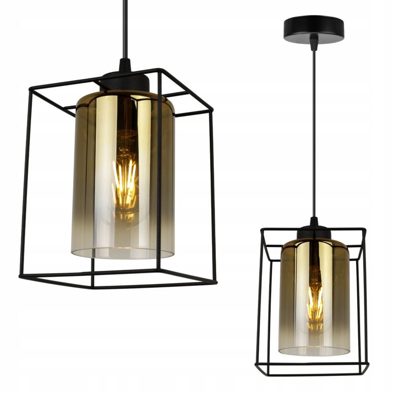 Lampa sufitowa wisząca Light Home LH Hella Cage 1x E27 60W szkło złoty 1szt.