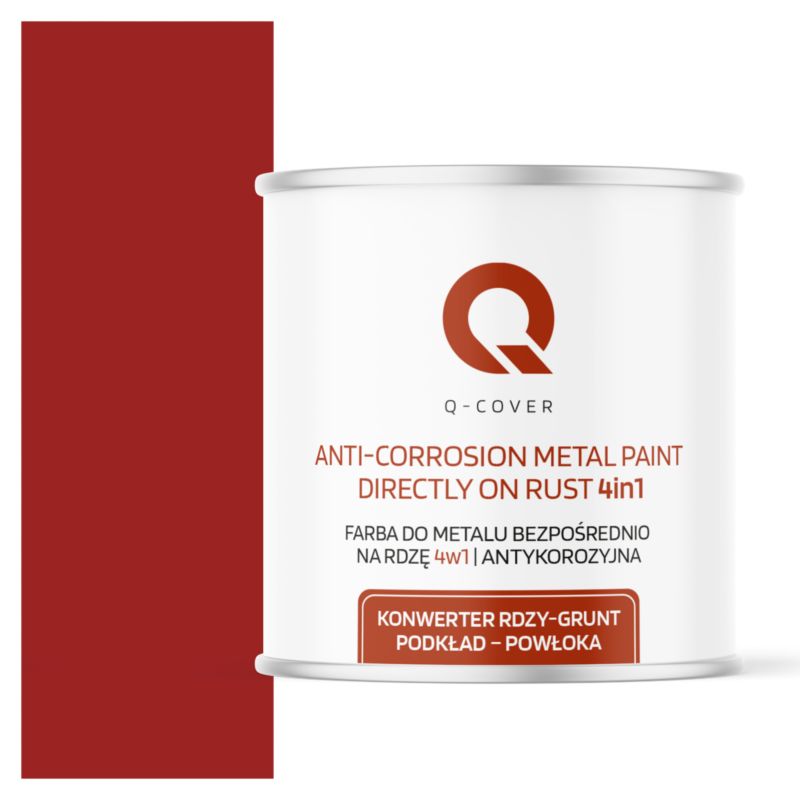 Farba do Metalu Prosto na Rdzę 4w1 Q-Cover Czerwony sygnałowy RAL3001 Mat 2.5L