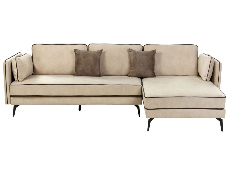 Narożnik Altan Beżowy Welur Lewostronny 1 szt.