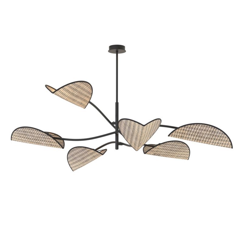 Lampa Sufitowa Emibig Lotus 6 Czarna Natural metalowe klosze motyw roślinny - 1szt.
