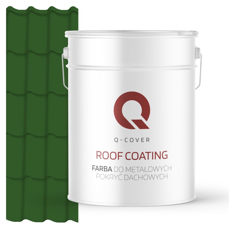 Farba do Metalowych Pokryć Dachowych Q-Cover Zielony liściasty RAL6002 Wysoki Połysk 10L