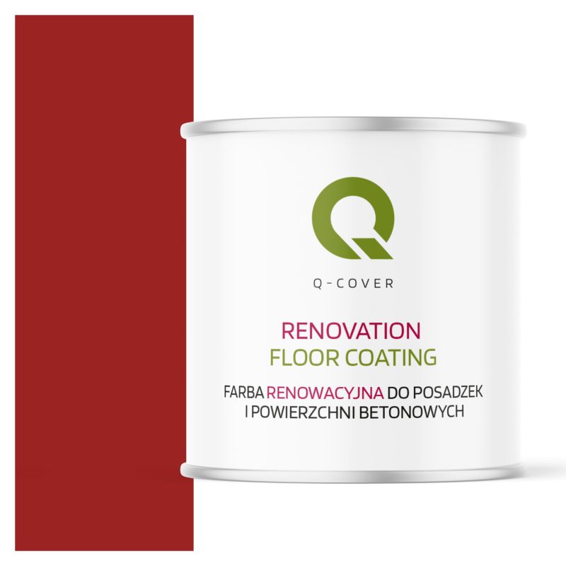 Farba Renowacyjna do Posadzek i Powierzchni Betonowych Q-Cover Czerwony Karminowy RAL3002 Wysoki Połysk 2.5L