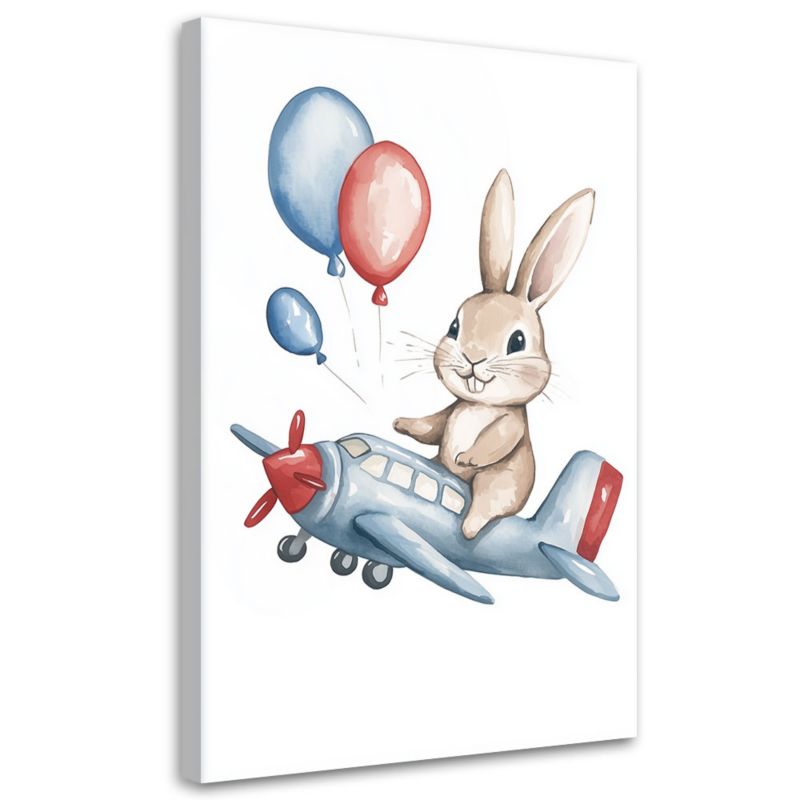 Obraz do pokoju dziecka Feeby Królik w samolocie z balonikami 70x100cm 1szt