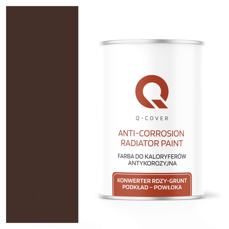 Farba do Kaloryferów Antykorozyjna Q-Cover Czekoladowy brąz RAL8017 Satyna 1L