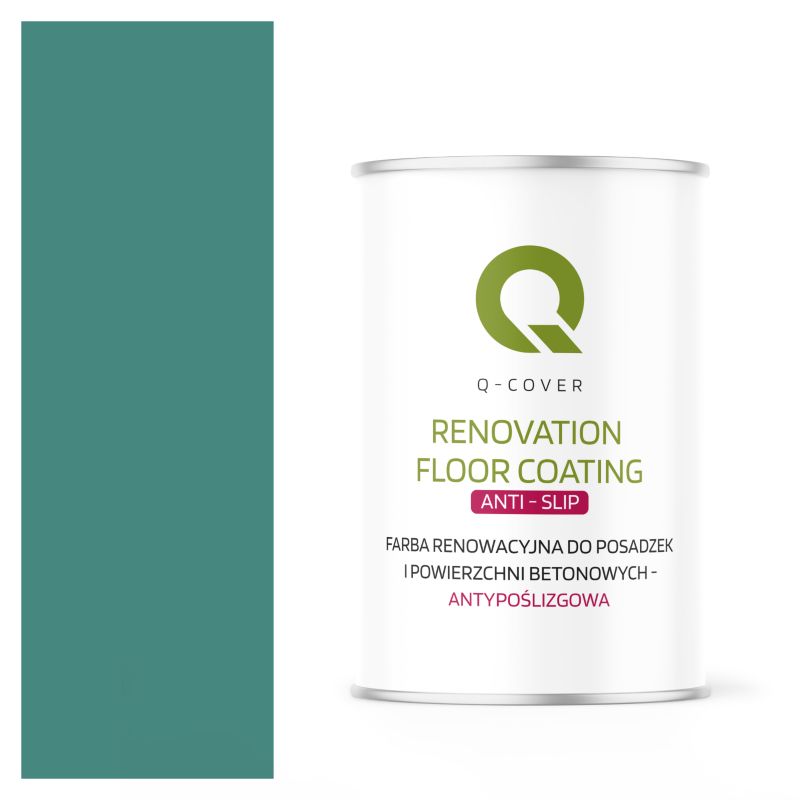 Farba Antypoślizgowa do Posadzek i Powierzchni Betonowych Renowacyjna Q-Cover Turkus Miętowy RAL6033 1L