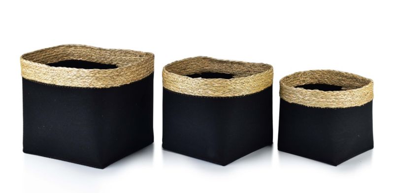 Komplet 3 koszy MONDEX BALI 31 x 31 x 28 czarny 1 kpl.