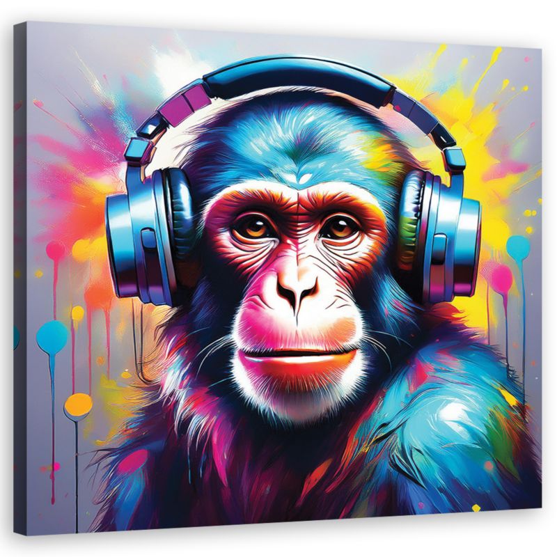 Obraz do salonu sypialni Feeby Małpa Dj Pop Art 30x30 cm 1szt