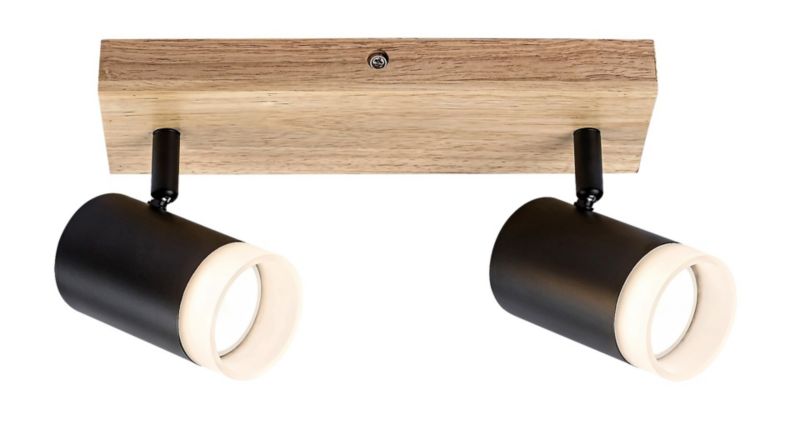 Spot sufitowy Rabalux Toras dąb-czarny 2 x GU10 x 5W IP20 wym: 17,5 x 6 x 6 cm - 1 szt.