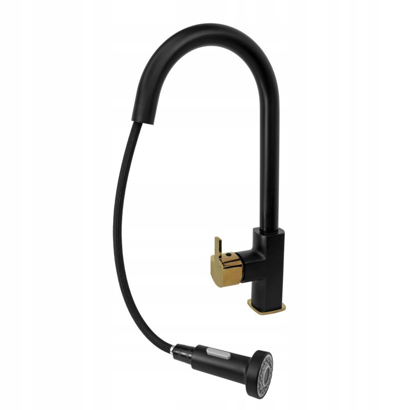 Bateria Kuchenna Stojąca Granitan Venice Czarno Złota Bateria Z Wyciąganą Wylewką 1 szt.