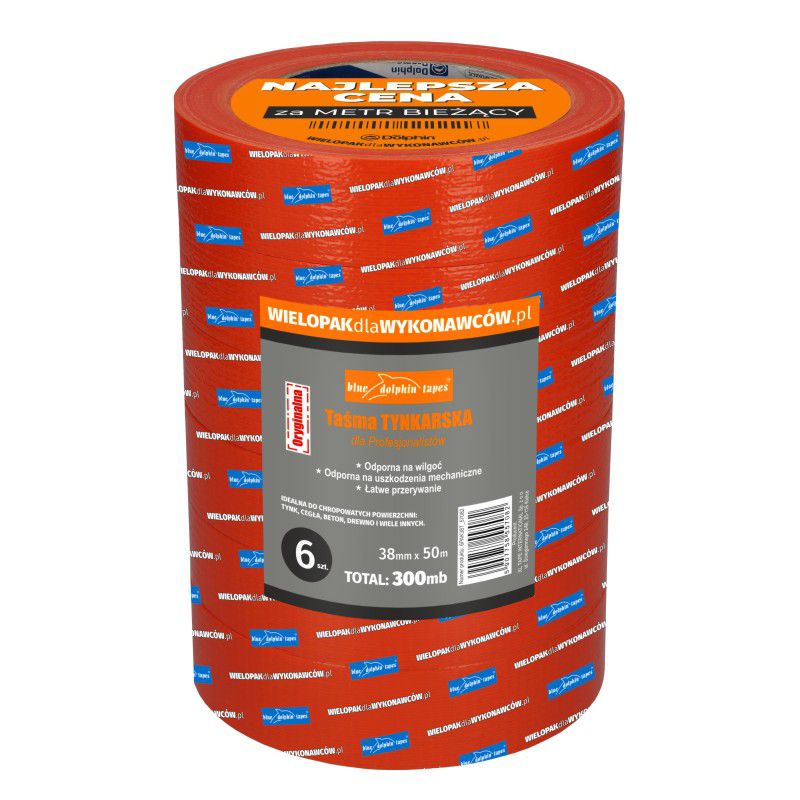 Wielopak taśm tynkarskich dla Wykonawców, Blue Dolphin, 6 x 38mm x 50m