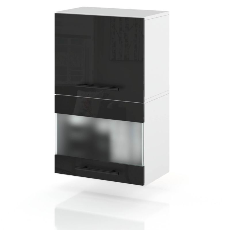 Szafka Kuchenna Hurtownia-Mebli Wisząca Klapowa W40KL sPremium 40cm Biały Mat Czarny Połysk 40x32x72 cm 1szt.