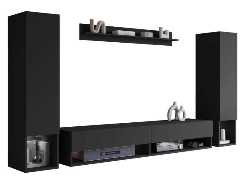 Meblościanka MIRJAN 24 Amadeo II z oświetleniem LED czarny grafit 1 kpl.