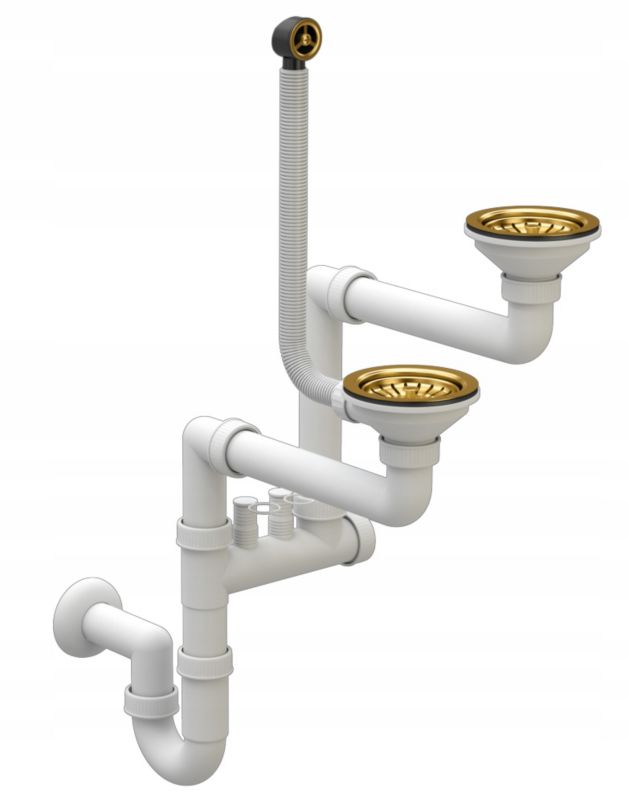 Syfon Manualny Złoty Przyścienny Dwukomorowy Granitan 1 szt.