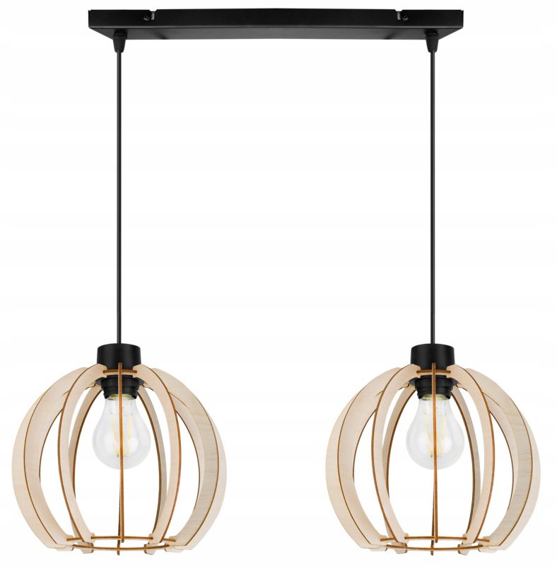 Lampa sufitowe wisząca Light Home LH Timber 2x E27 60W kula drewno 23cm 1szt.