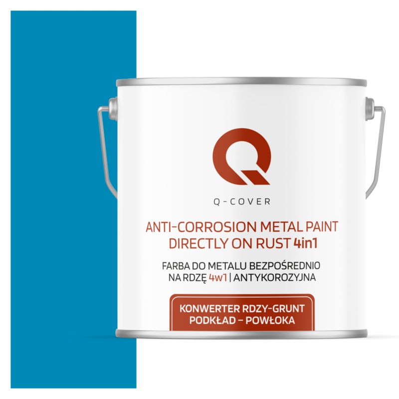 Farba do Metalu Prosto na Rdzę 4w1 Q-Cover Niebieski jasny RAL5012 Satyna 5L