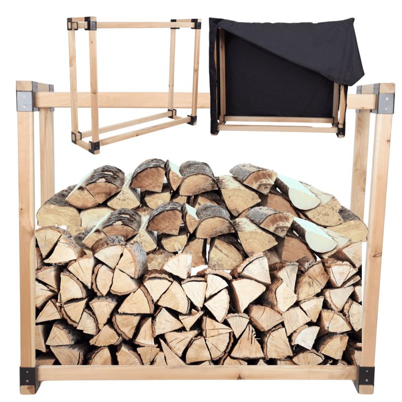 Stojak na drewno kominkowe MODO24 wiata z pokrowcem drewutnia 0,5 m3 1 szt.