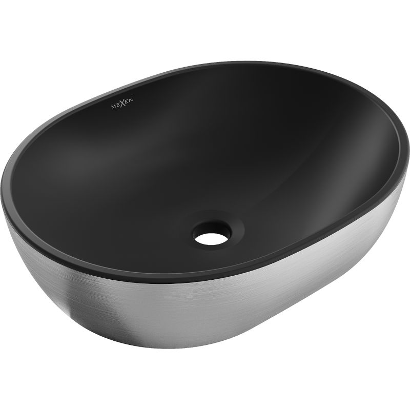 Umywalka nablatowa Mexen Viki czarny/srebrny 48x35 cm 1 szt.