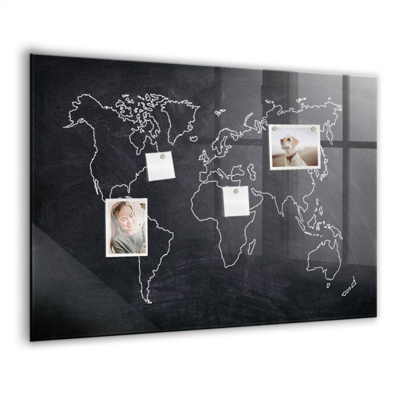Foto tablica magnetyczna Wallfluent 100x70 cm Obrys mapy świata 1 szt.