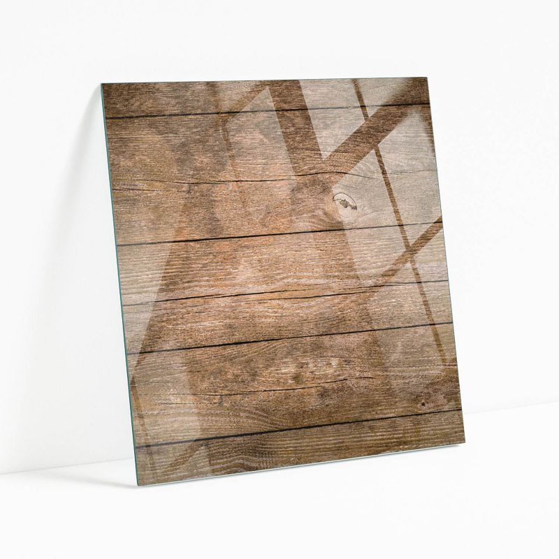 Blat Szklany z Nadrukiem Wallfluent 50x50 cm Deski w naturalnym stylu 1 szt.
