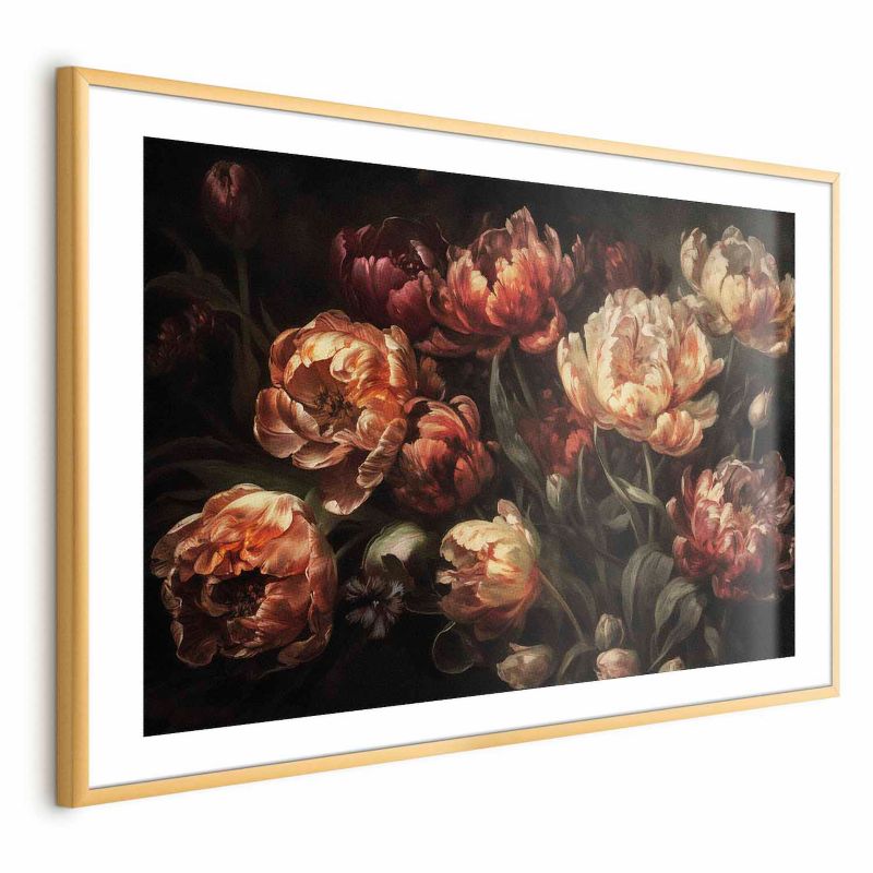 Plakat Artgeist Kwitnące tulipany 30x21 cm z ramą złotą 1 szt