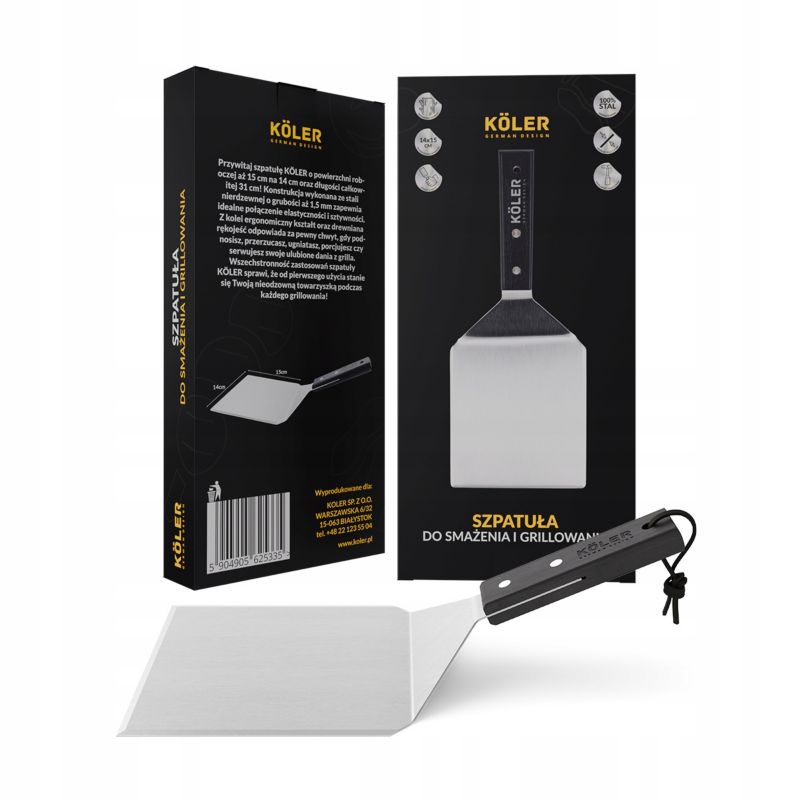 Szpatuła grillowa KOLER do steków i hamburgerów kątowa 150mm 1 szt.