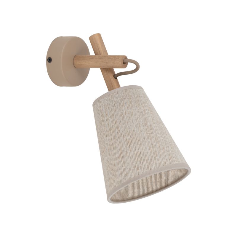 Kinkiet TK Lighting Vaio beżowy z drewnem lniany abażur 1Xe27 -1szt.
