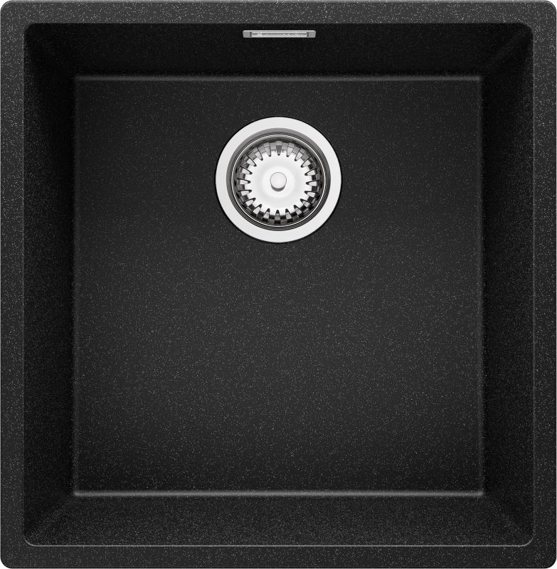 Zlewozmywak podblatowy Londyn PRIMAGRAN 46x47cm do szafki od 50cm, Grafitowy + Syfon, S209, 1 szt.