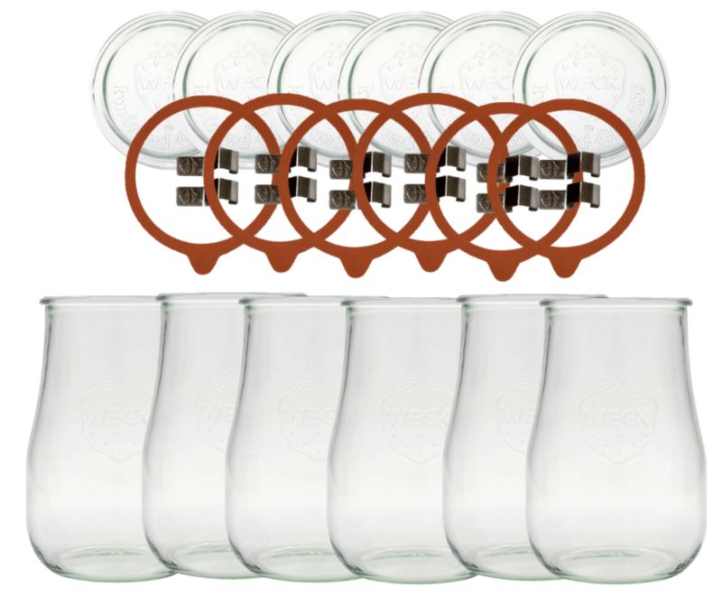 Słoiki MODO24 Weck 1750 ml fi 100 tulip szklane wieka gumki zapinki 6 kpl.