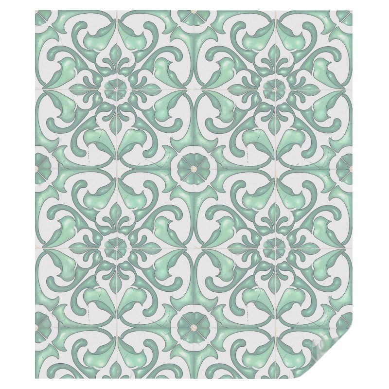 Folia Mrożona Witraż Tulup 100x116 cm Naklejka Maskująca Szybę Florystyczne zielone wzory symetryczne 1 rol.