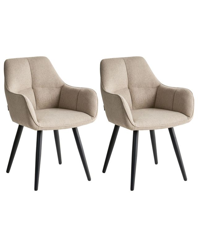 Zestaw 2 krzeseł do jadalni Tirano Len syntetyczny Beżowy 1 par.