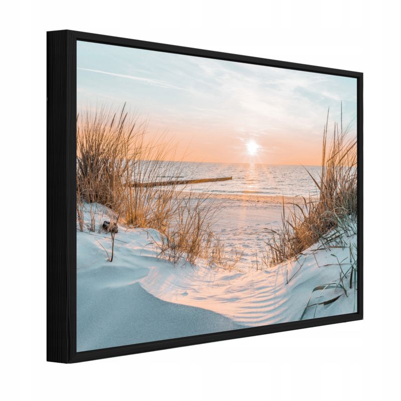 Obraz W Ramie WALLARENA Do Sypialni Salonu Na Płótnie Plaża Natura Morze Beżowy 60x40 cm PPR14021O4 1 szt.