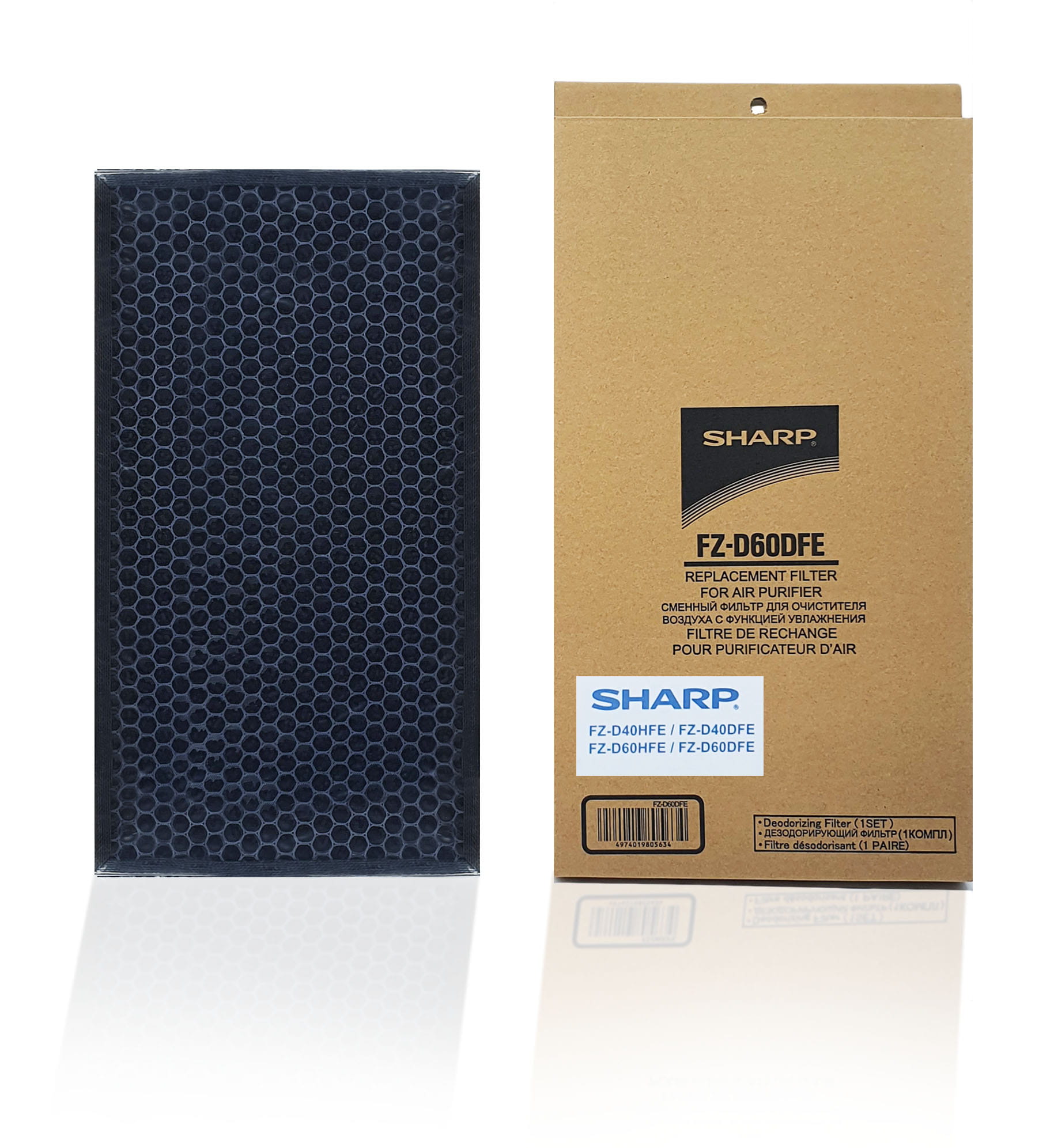 SHARP FZ-D60DFE (UZ-HD6DF) filtr węglowy do oczyszczacza KC-D60EUW oraz UA-HD60EL. Oryginalny filtr z węglem aktywnym SHARP.