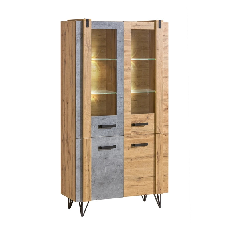 Loftowa witryna na książki do salonu LOSTI