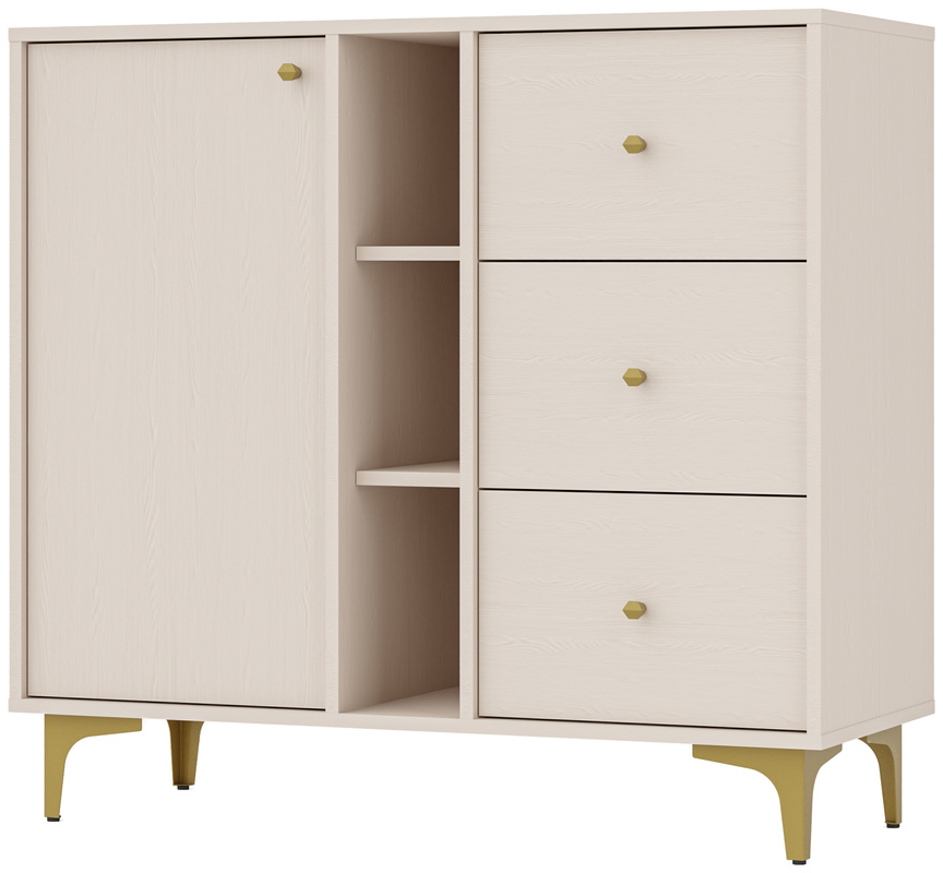 Beżowa komoda z szufladami do nowoczesnego salonu 100 cm TOKEN