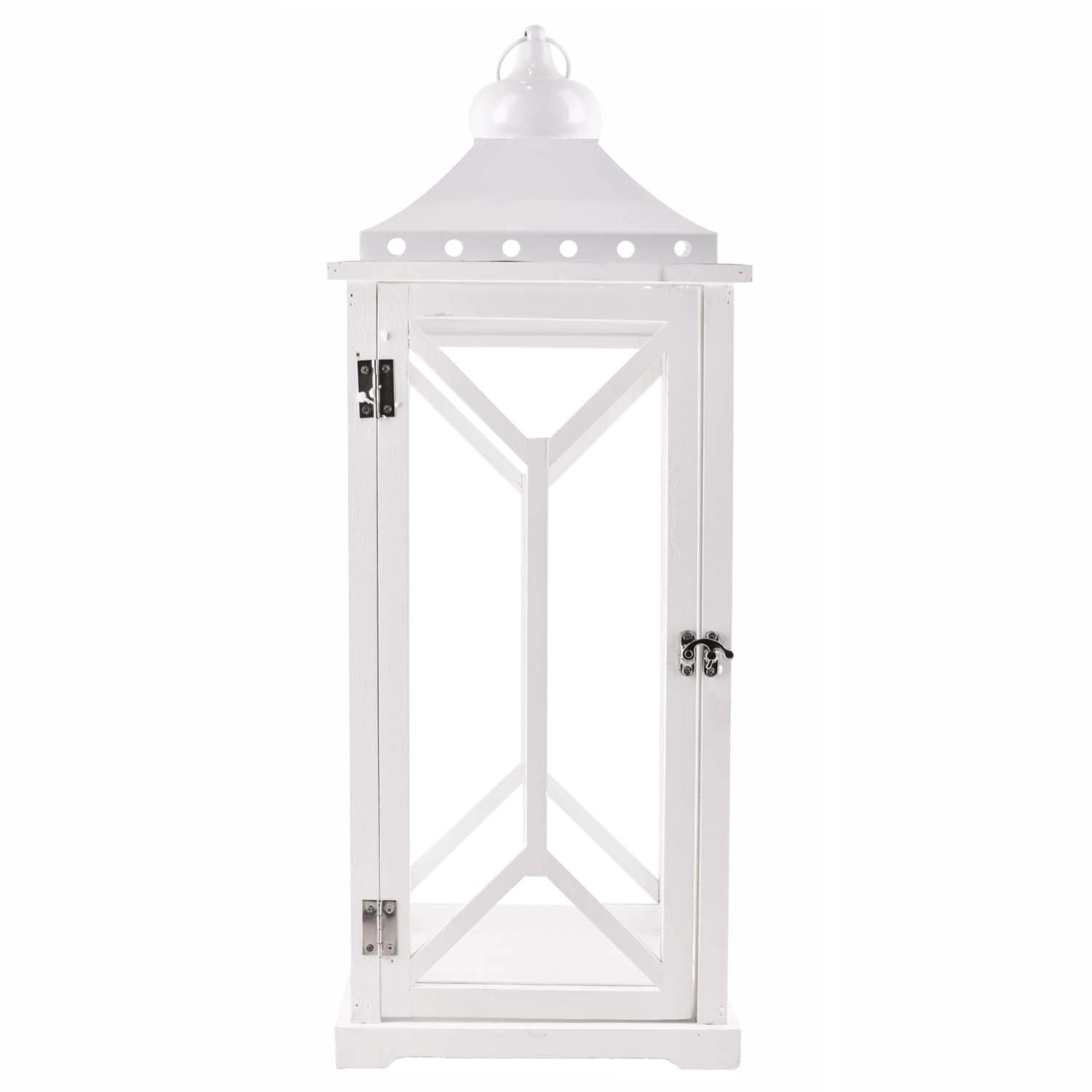 Latarnia drewniana Sophia biała - 25 x 25 x 65 cm
