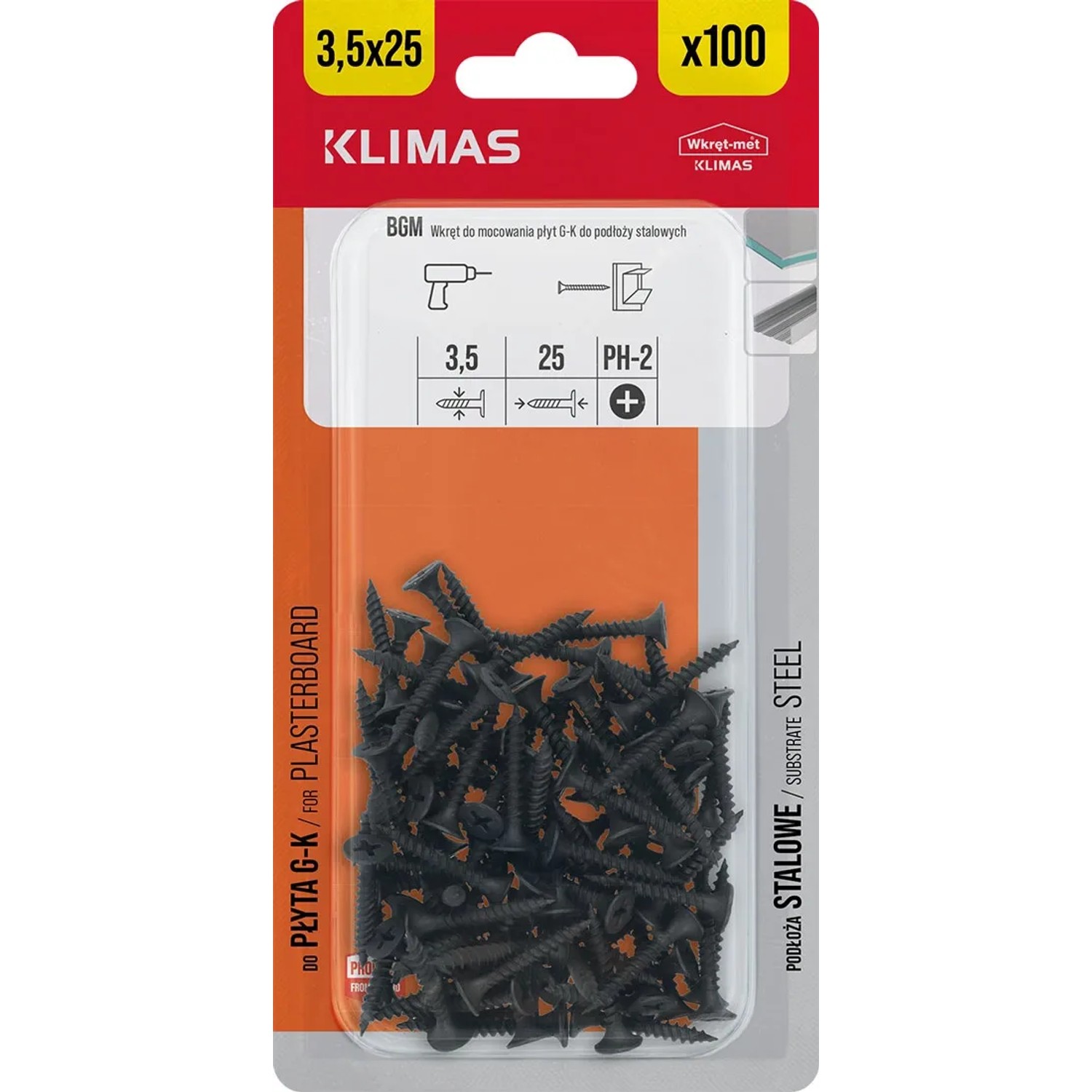 Wkręt-met Wkręt fosfatowany do metalu 3,5 mm x 25 mm