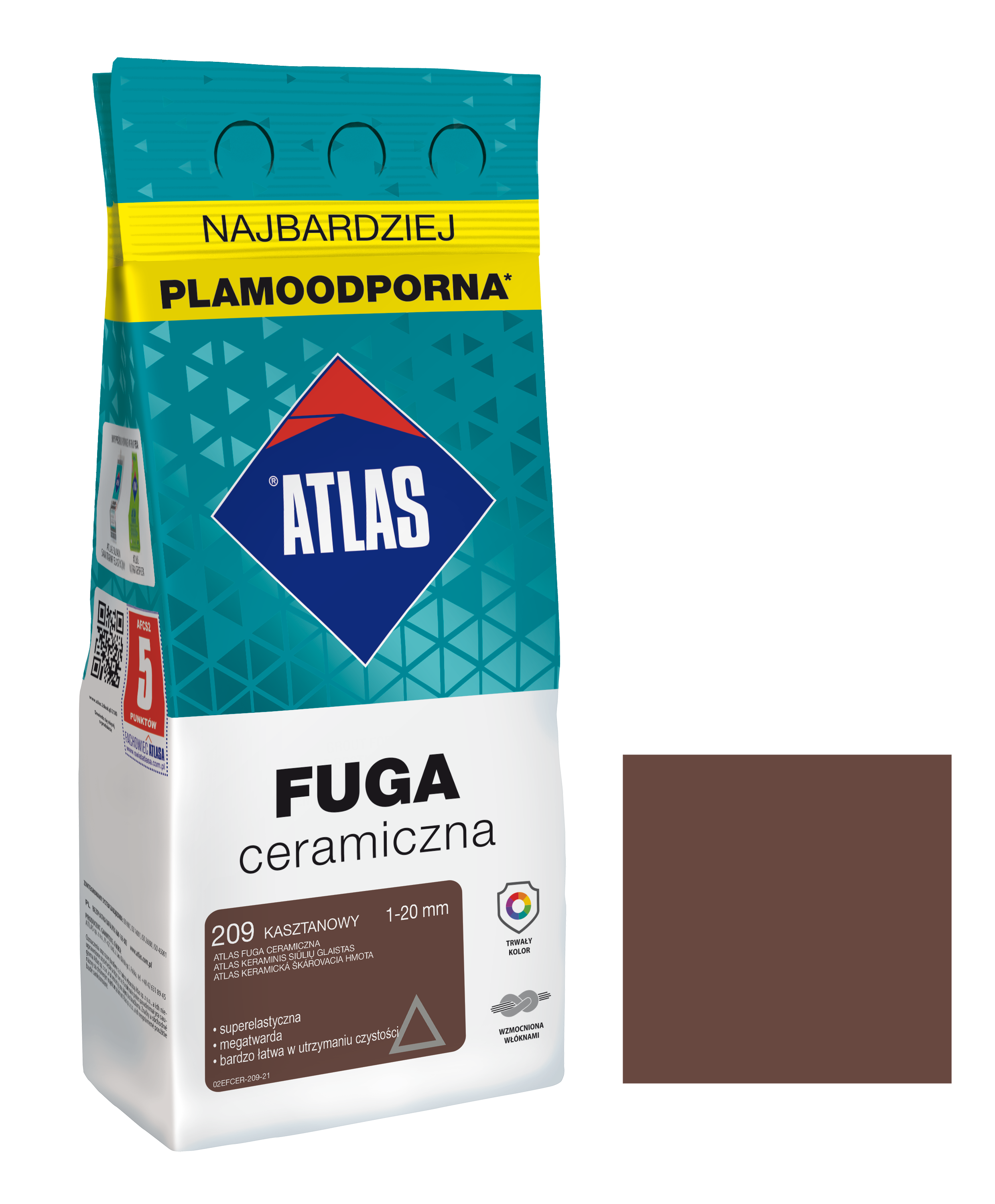 ATLAS FUGA CERAMICZNA 1-20MM 209 KASZTANOWA 2KG