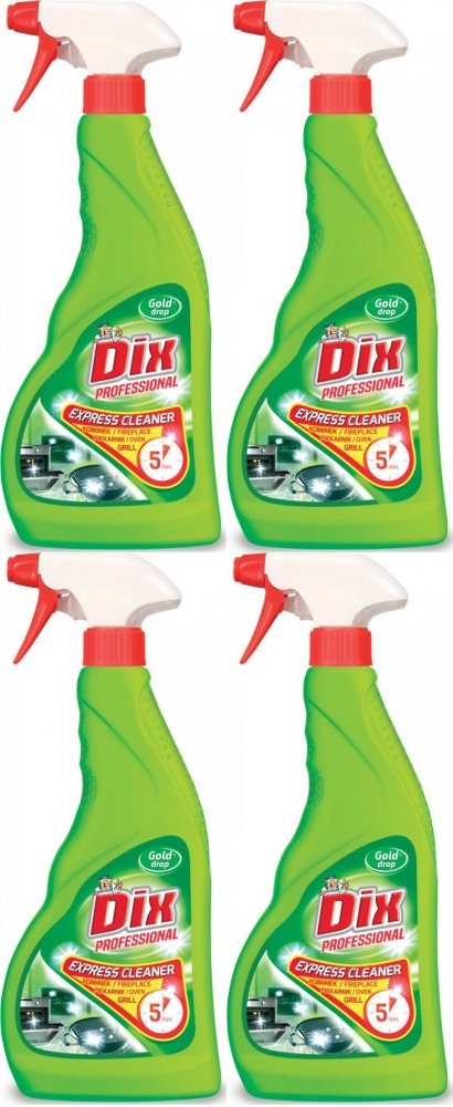 4x Płyn do czyszczenia kuchenek kominka grilla Dix Professional Gold Drop, z rozpylaczem, 0.5l