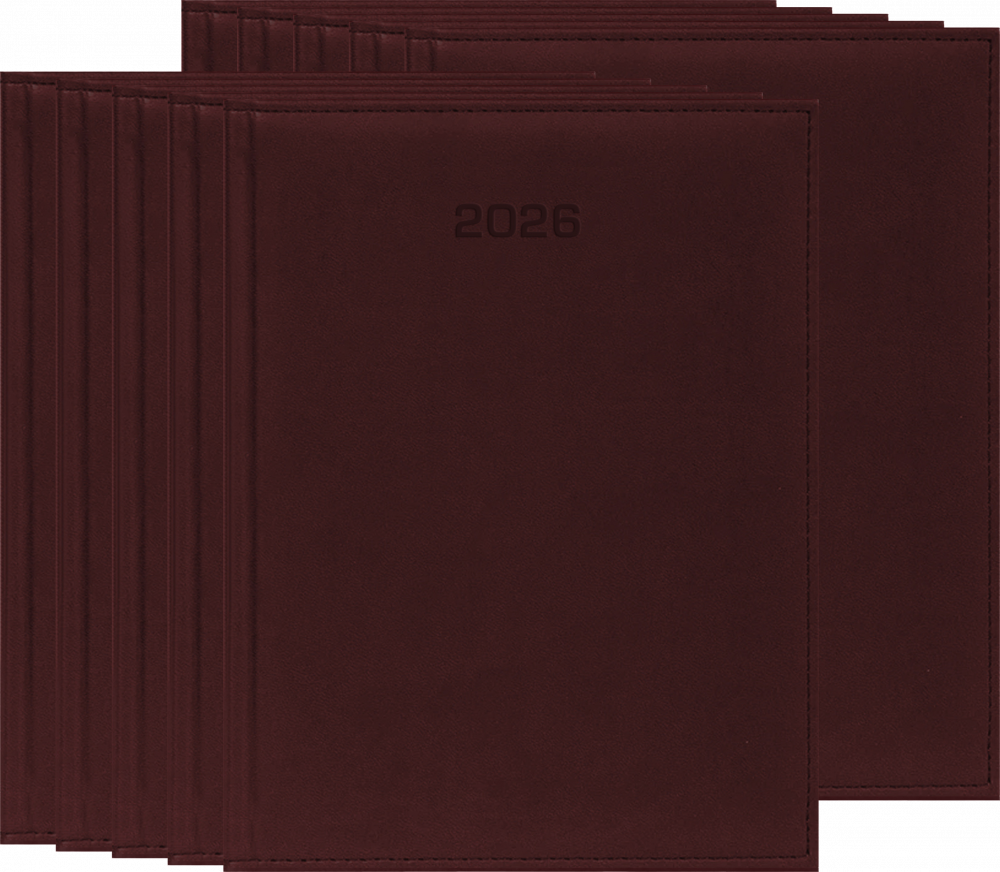 10x Kalendarz książkowy 2026, Udziałowiec, Vivella, A5, dzienny, bordowy