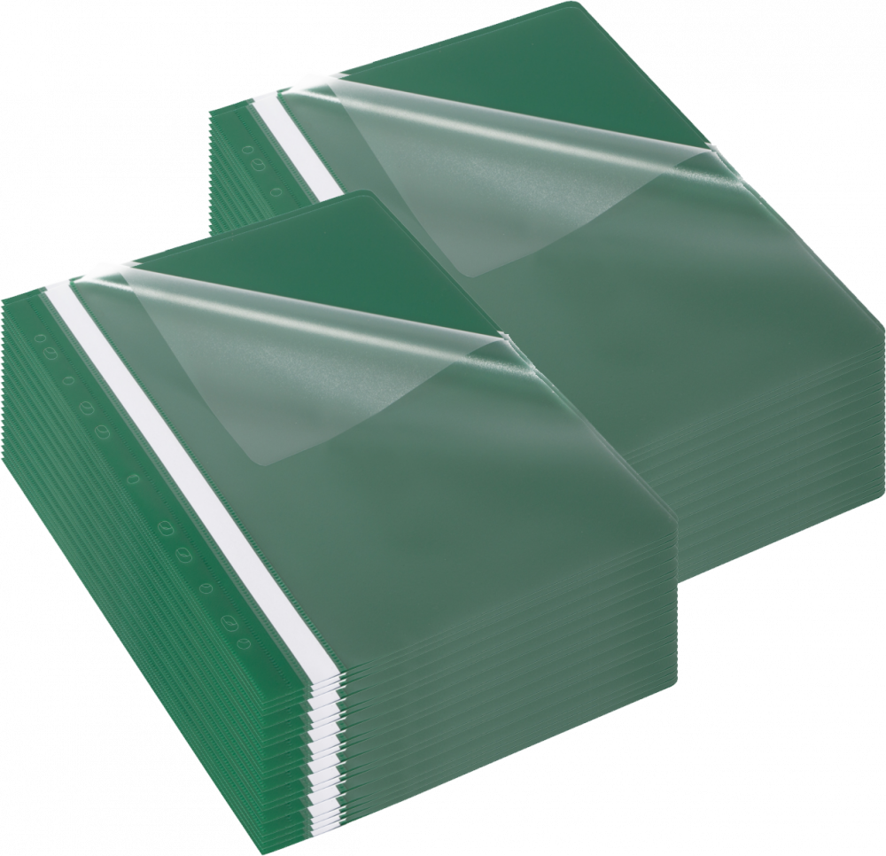 50x Skoroszyt plastikowy oczkowy Bantex Budget EVO, A4, do 200 kartek, zielony