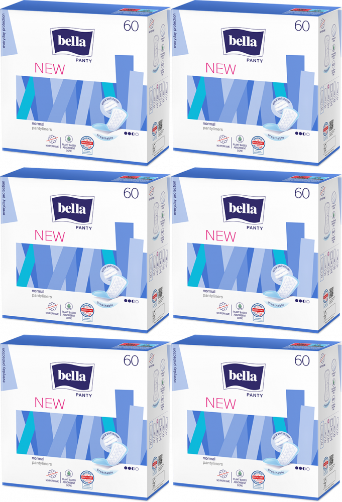 6x Wkładki higieniczne Bella Panty New, 60 sztuk