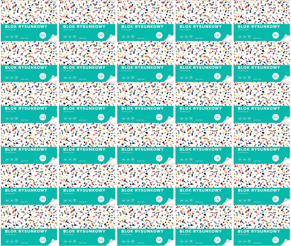 30x Blok rysunkowy Interdruk, A3, 20 kartek, biały