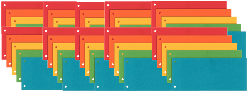 10x Przekładki do segregatora Esselte Maxi, kartonowe, 1/3 A4, 100 kart, mix kolorów