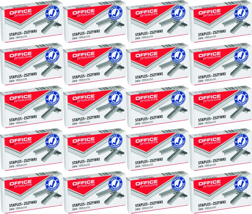 20x Zszywki Office Products 24/6, 1000 sztuk, srebrny