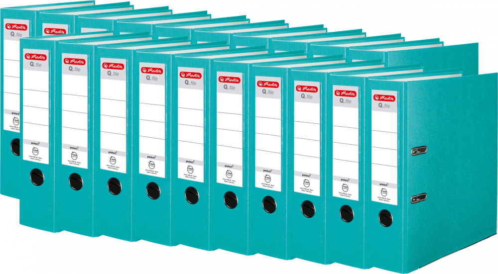 20x Segregator A4 Herlitz Q.file, 80mm, turkusowy