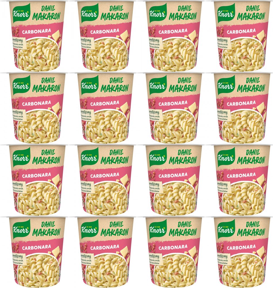 16x Danie w kubku Knorr Danie Makaron, carbonara, 55g