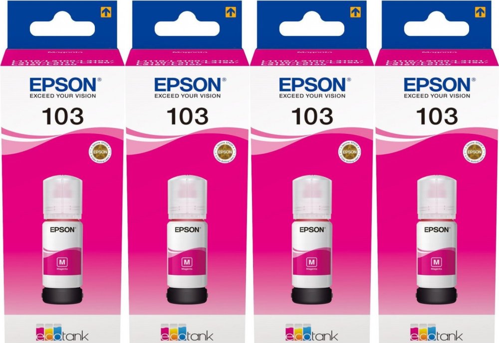 4x Tusz Epson 103 C13T00S34A (T00S34A), 7500 stron, magenta (purpurowy)